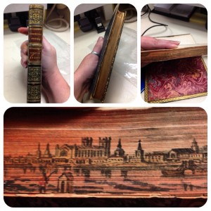 This edition of Enoch Arden (1865) by Alfred Tennyson is an example of a fore-edge painting book.