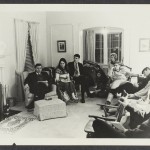 Wade Hall (seated), with students