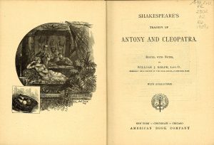 Title page and frontispiece for 1909 version of Shakepeare's Antony and Cleopatra