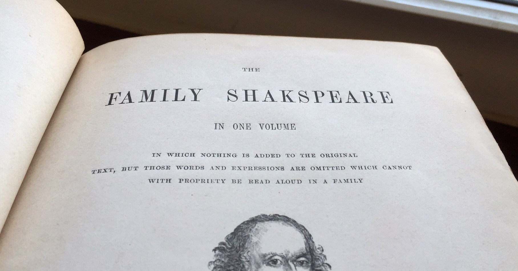 Title page from Thomas Bowdler's Family Shakespeare, 1863 edition, including etching portrait of Shakespeare