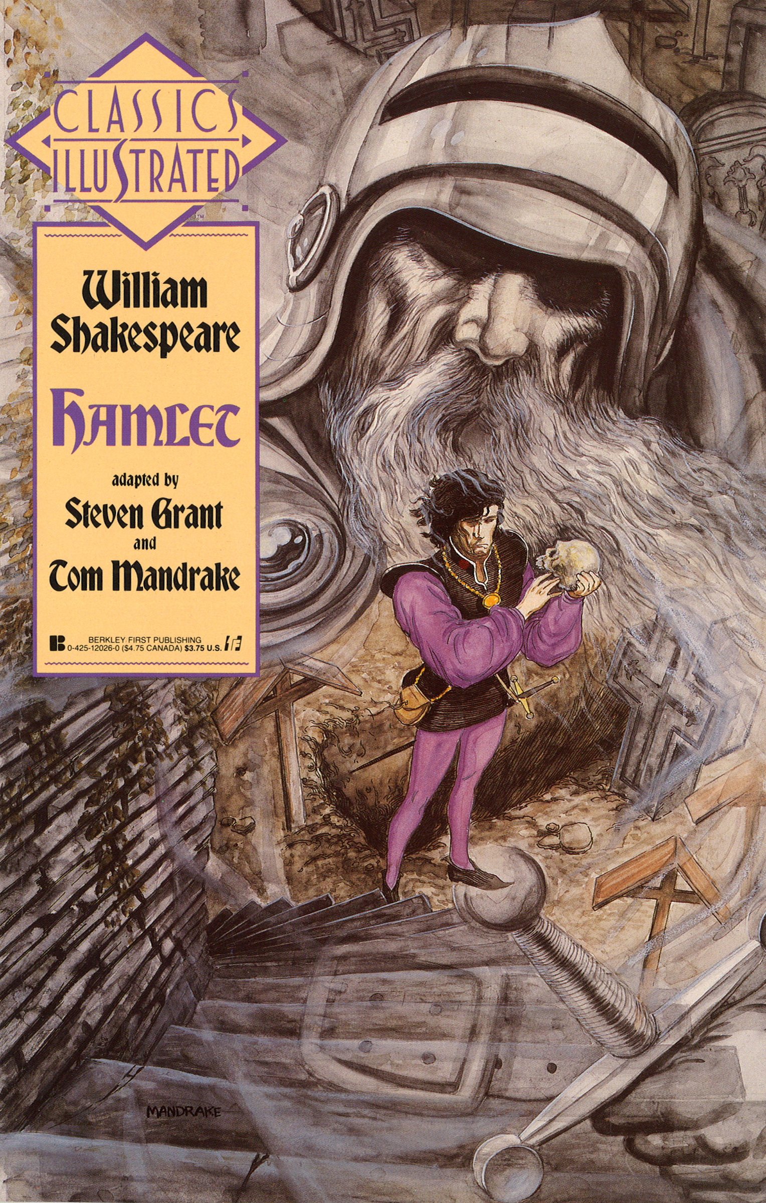 Cover of 1990 Classics Illustrated comic book version of Shakespeare's Hamlet