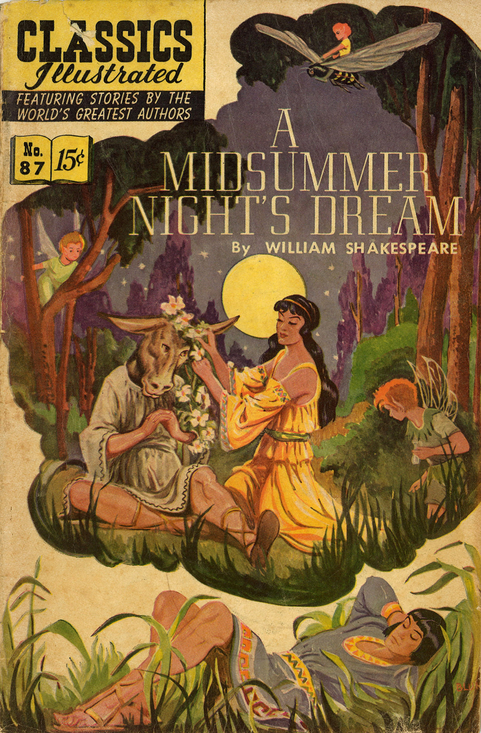 Cover of 1964 Classics Illustrated comic book version of Shakespeare's A Midsummer Night's Dream