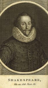Portrait of Shakespeare, engraving from book frontispiece