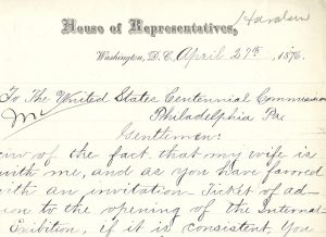 Portion of a letter from Alabama State Rep. Jeremiah Haralson, 1876