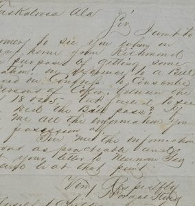 Portion of a letter from Horace King to Robert Jemison, 1864