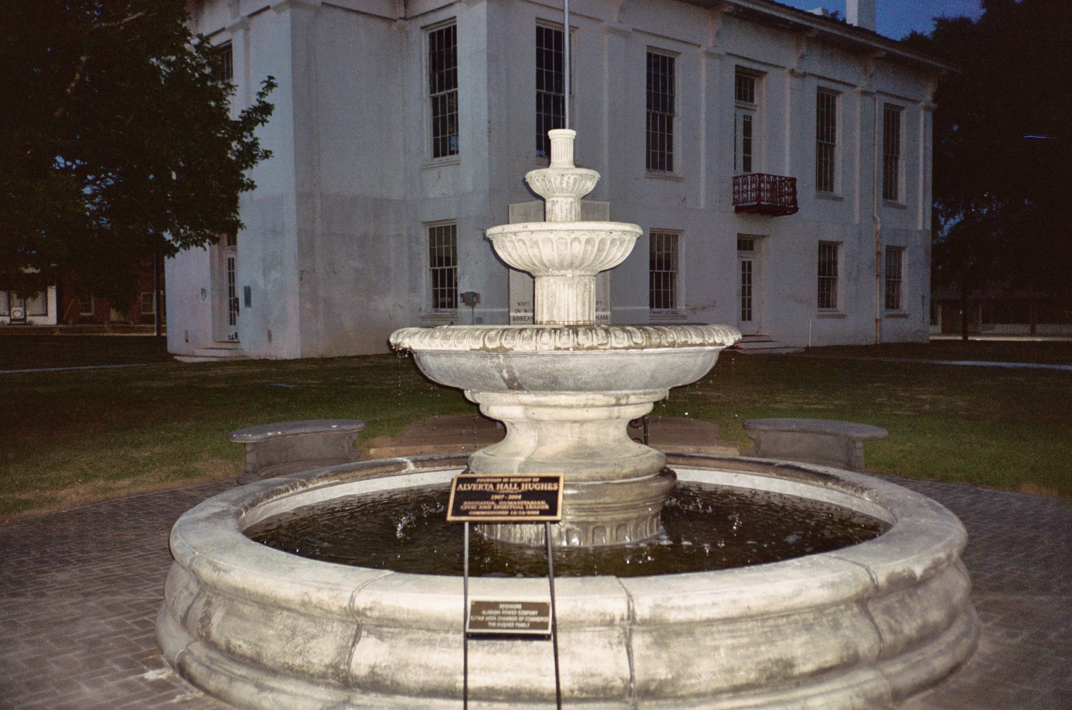 Alverta Hall Hughes memorial fountain in Courthouse Square, Eutaw